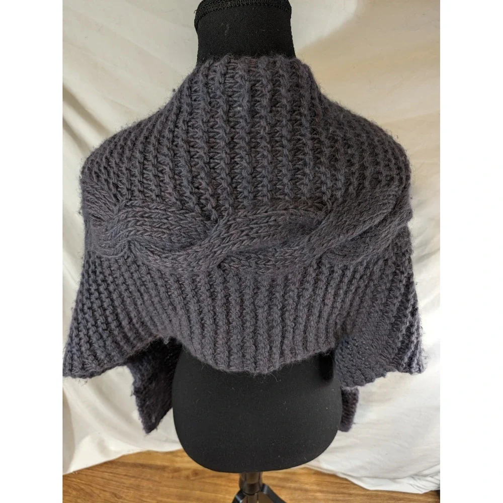 Anntarah Baby Alpaca & Wool Blend Purple Knit Wrap Scarf